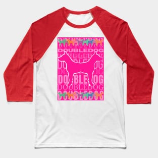 Doubledog, dog silhouette on pink background Baseball T-Shirt